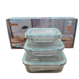 طقم ثلاجة زجاج 3 قطعة مستطيل